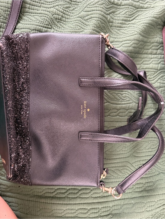 kate spade Handbags - kate spade black tote with glitter trim